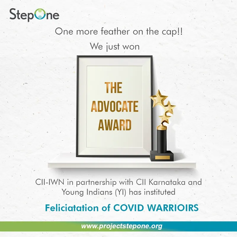 Announcement of StepOne receiving The Advocate Award at the CII Felicitation of Covid Warriors